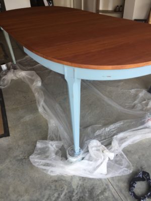 Kitchen Table after stain & paint