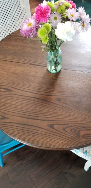 Beautiful stain on a wooden kitchen table