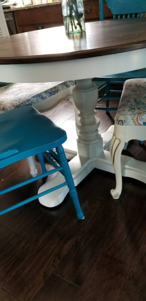 shabby chic inspired kitchen pedestal table makeover